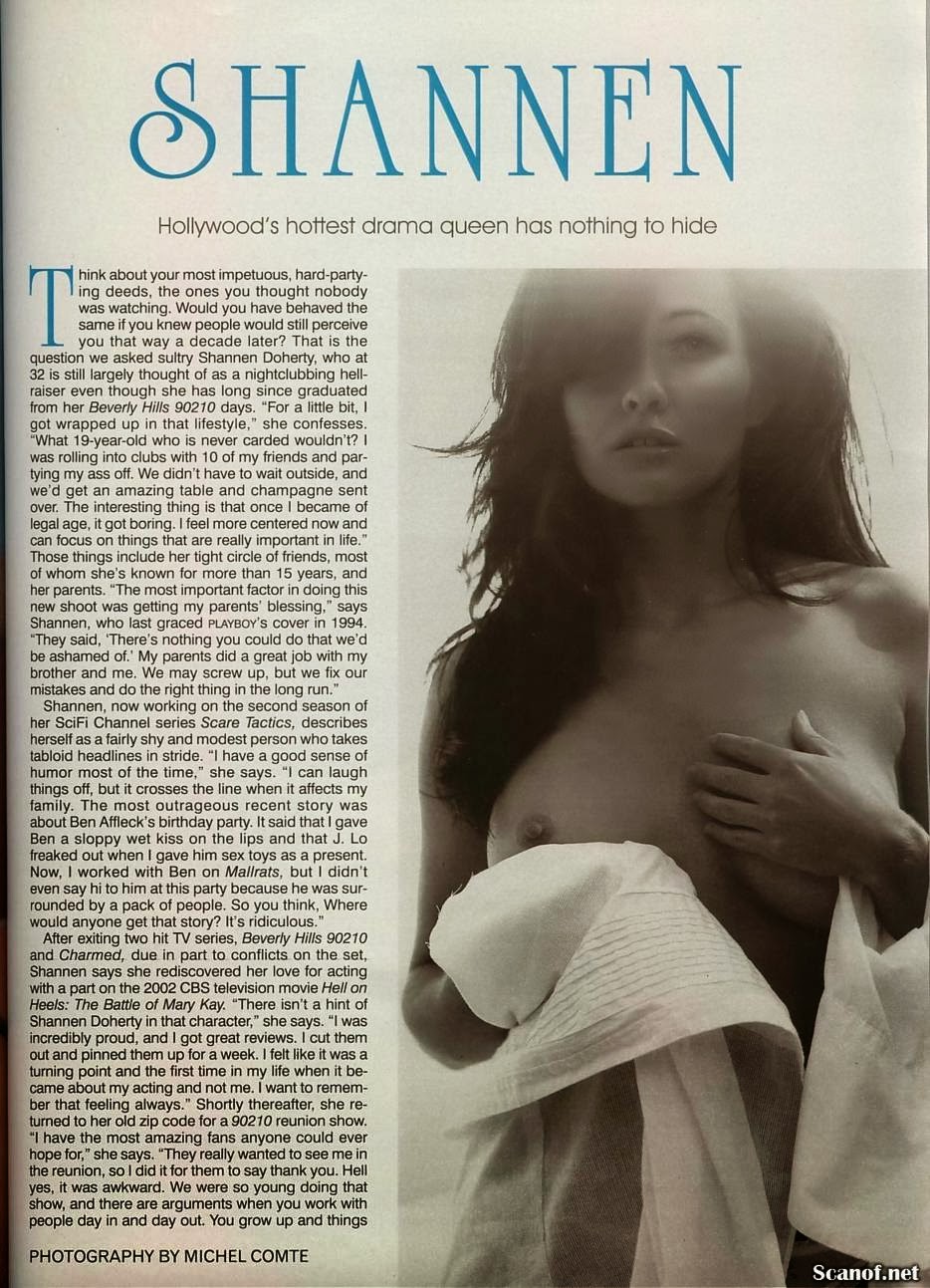 Scan Photos of Shannen Doherty from Playboy USA December 2003 issue. 