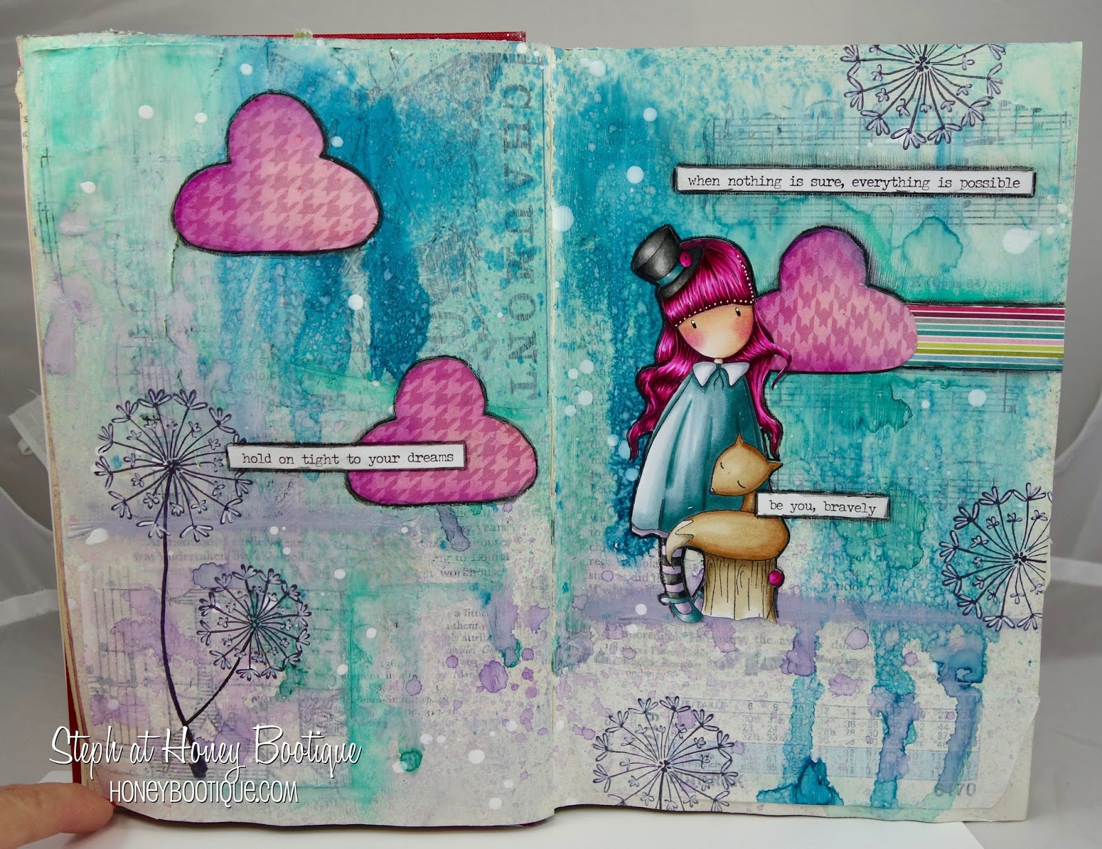 Honey Bootique Gorjuss Art Journal page
