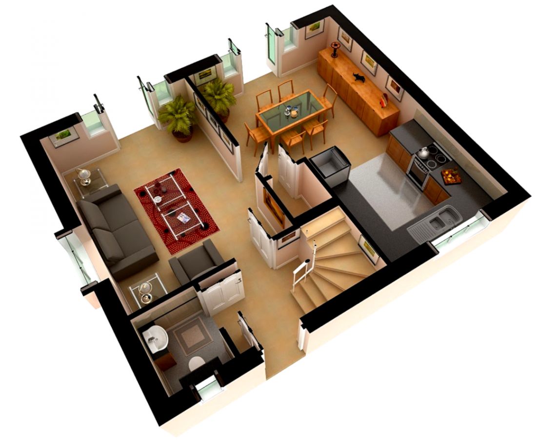 Simple House Design With Floor Plan 3d Funkie
