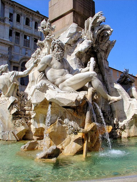 The 'Fountain of the Four Rivers' in Piazza Navona in Rome, Italy.