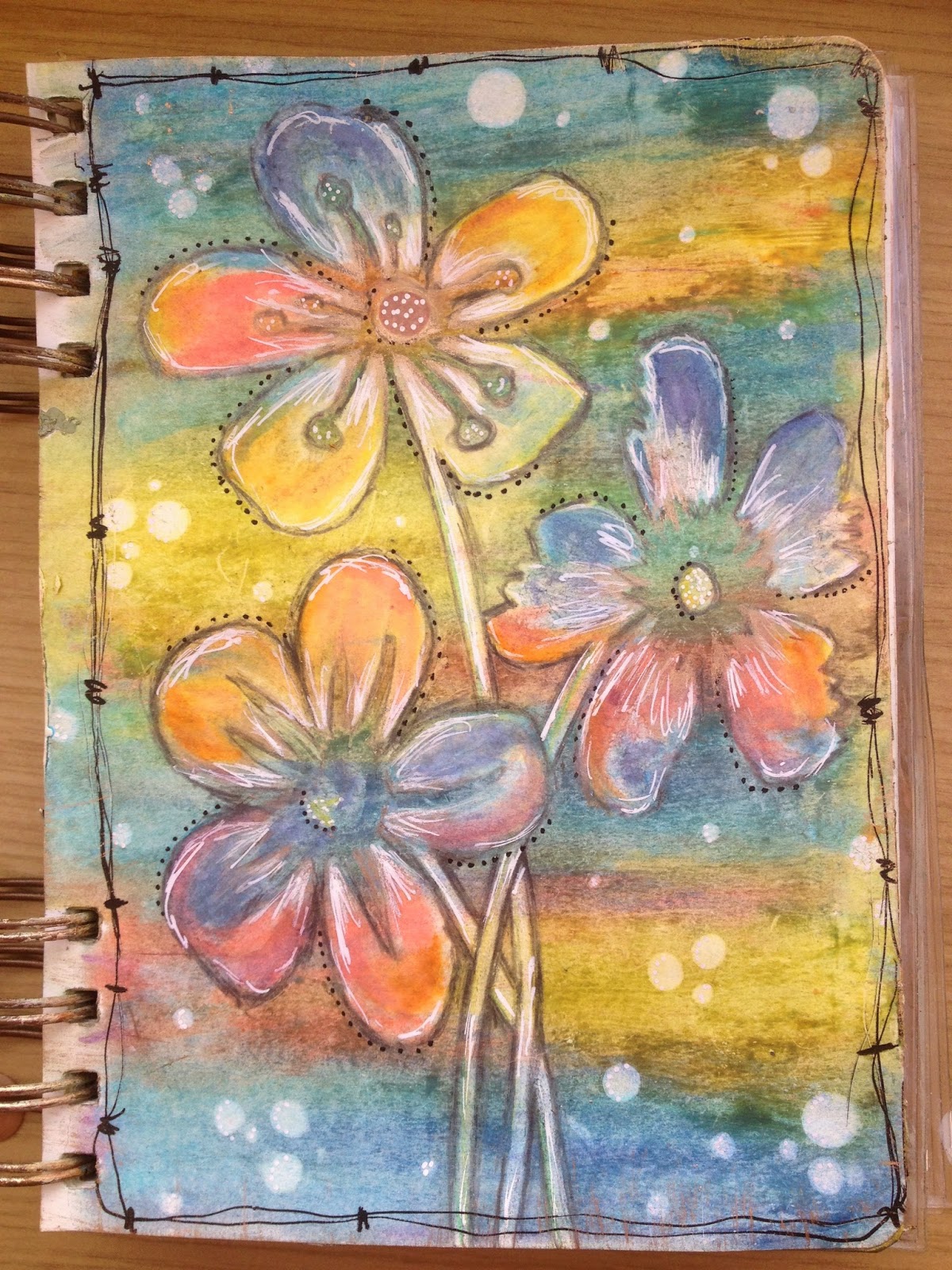 a love to create Journal Page with Portfolio oil pastels