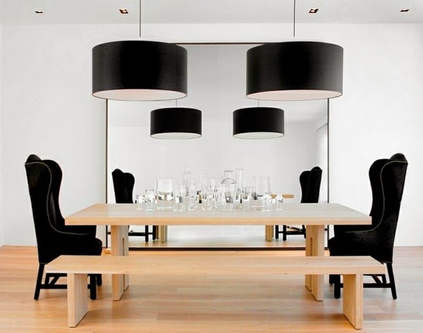 Large pendant lights in the dining room