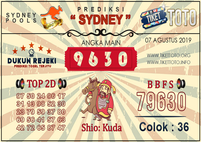 Prediksi Togel SYDNEY TIKETTOTO 07 AGUSTUS 2019