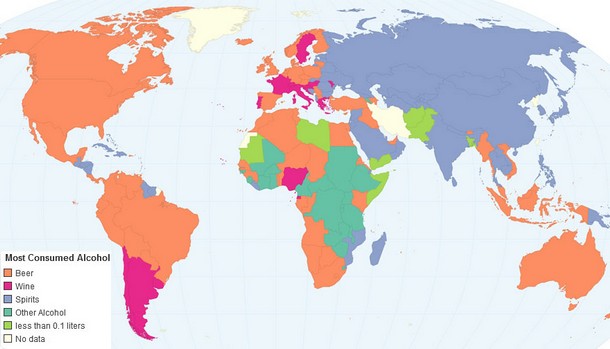 Most Consumed Alcoholic Beverage by Country