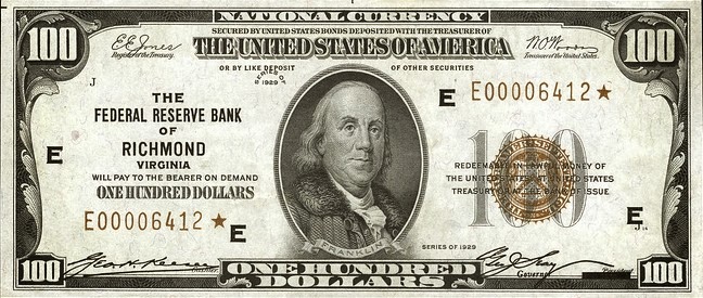 100 долларов США, Резервный банк в Ричмонде, Вирджиния