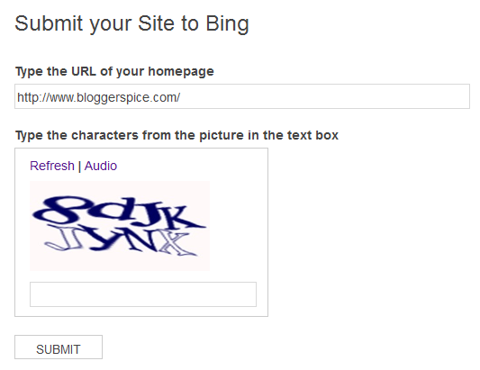 submit your site to Bing