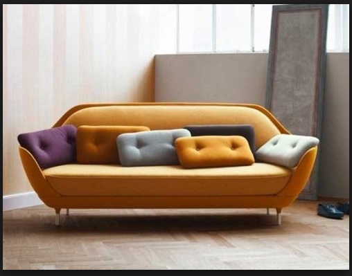 model sofa minimalis modern 1 baris warna orange