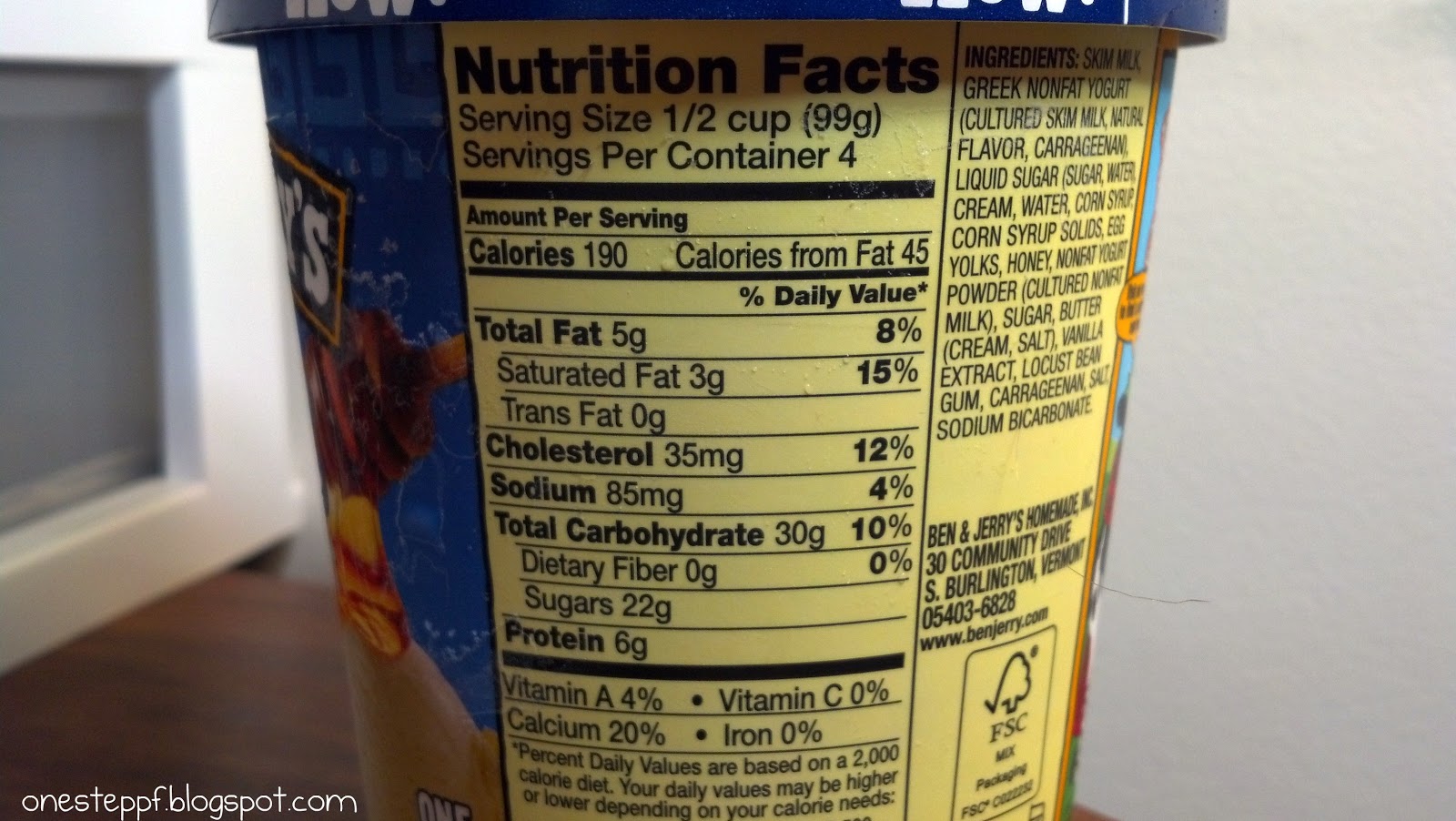 Greek Yogurt Ben And Jerry''s Greek Frozen Yogurt Nutrition Facts