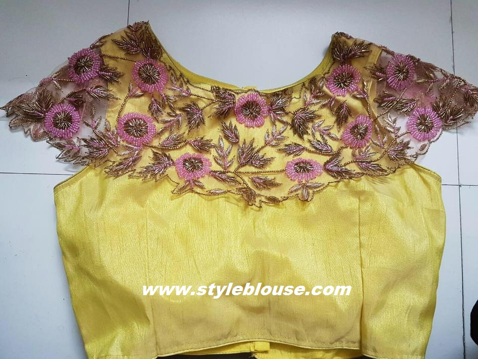 MODELS OF BLOUSE DESIGNS BUTTERFLY NECK SHAPE LACE BLOUSE