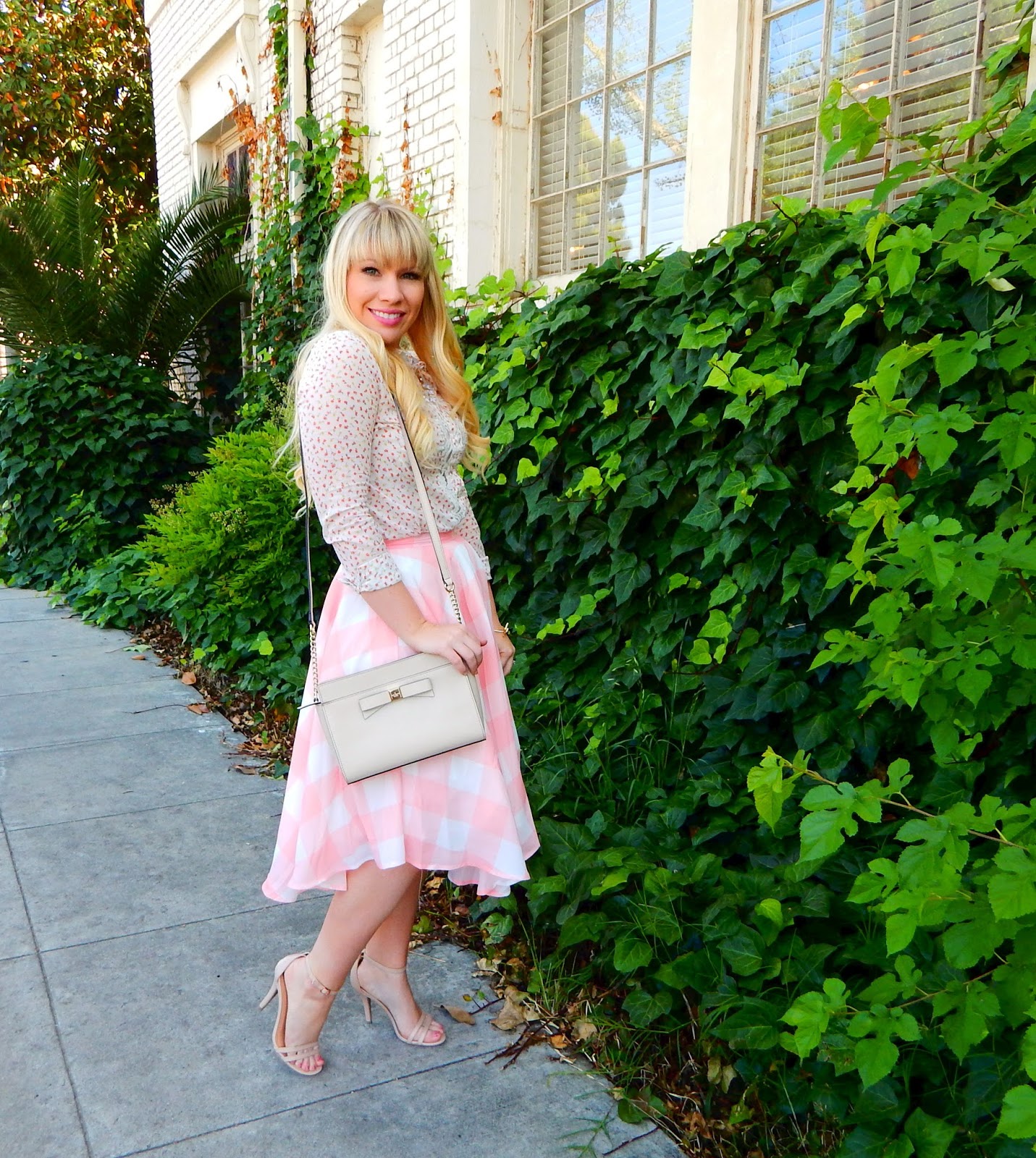 Pink Gingham Skirt Outfit