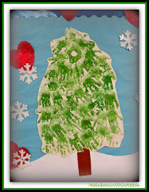 Collaborative Pine Tree from Painted Hand Prints at RainbowsWithinReach