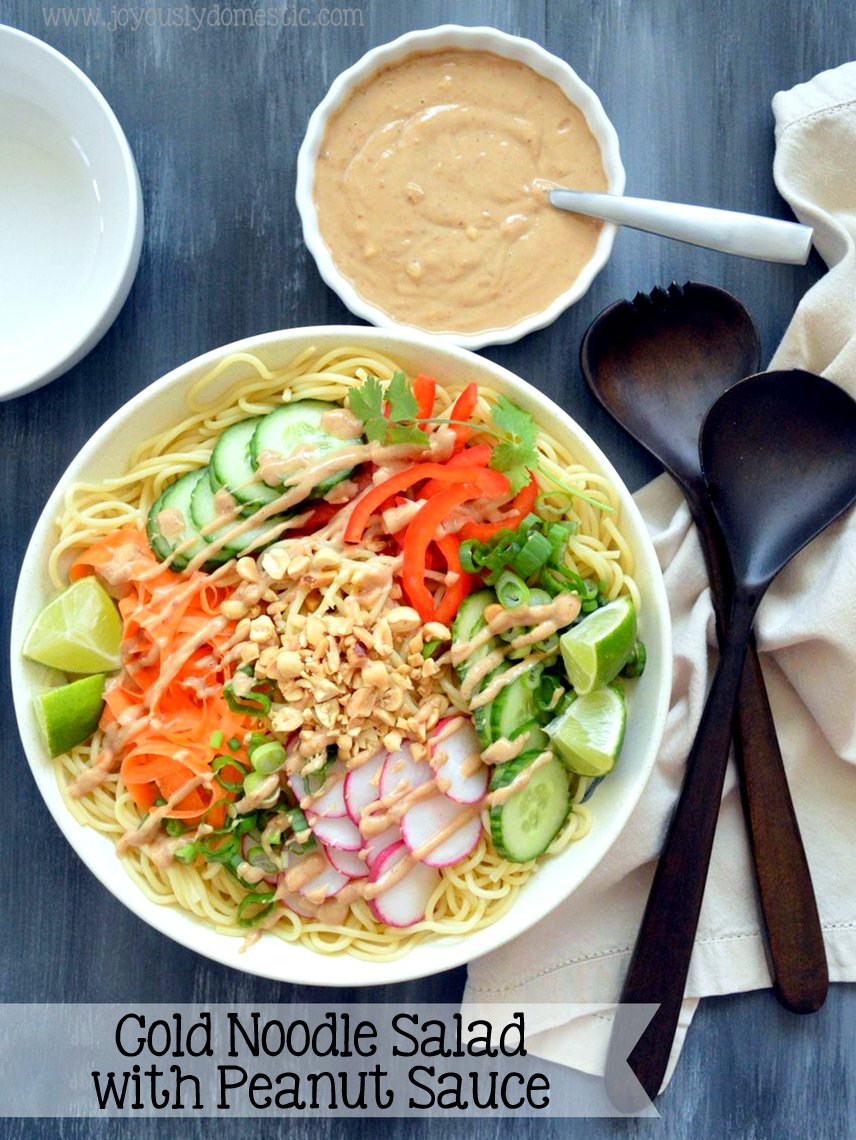 Joyously Domestic Cold Noodle Salad with Peanut Sauce