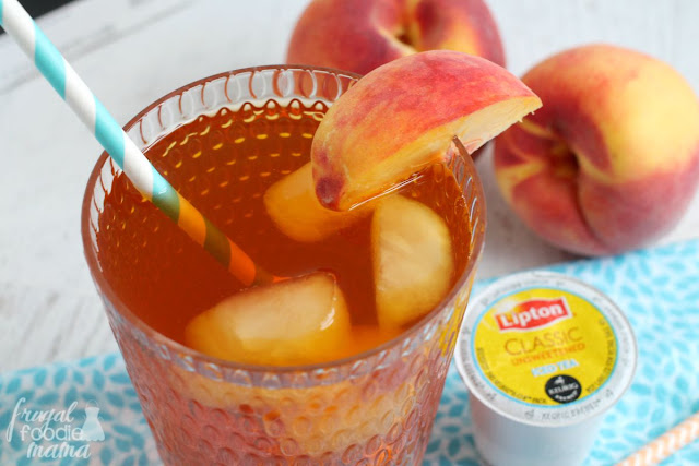 Make a refreshing, fruity flavored iced tea in minutes with this Peach Mango Iced Tea for One. #TeaMoments #ad