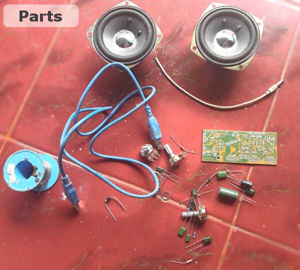 USB Powered Audio Amplifier LM386 + Tone Control - Electronic Circuit