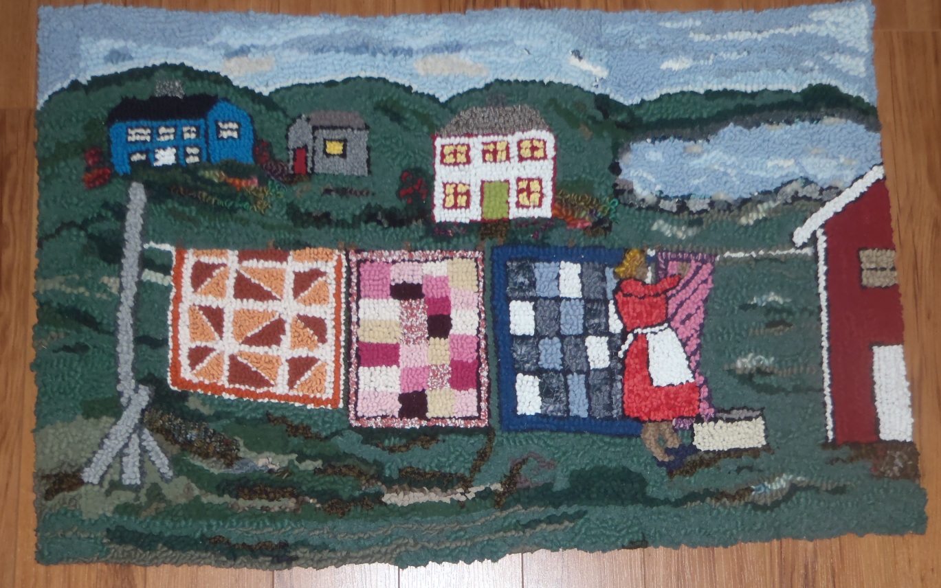 Anne's Original Hooked Rugs "Hanging Quilts to Dry"