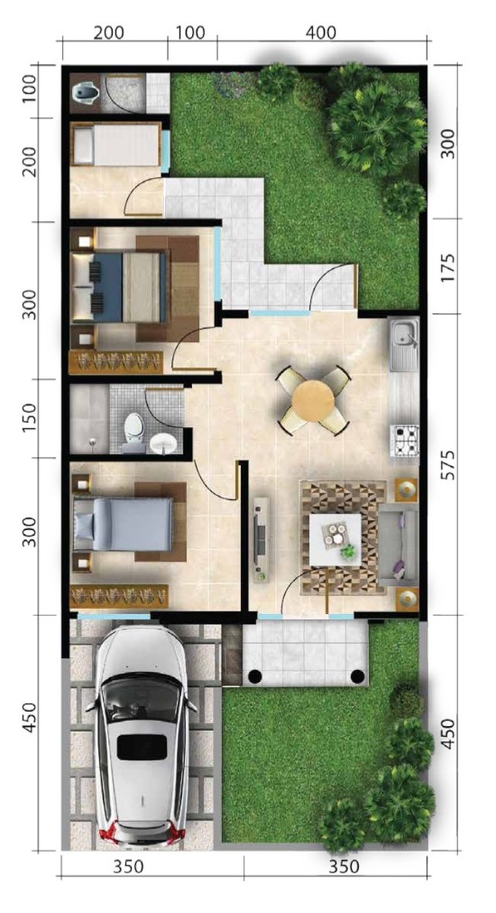 LINGKAR WARNA: 2 Denah rumah minimalis ukuran 7x15 meter 3 ...