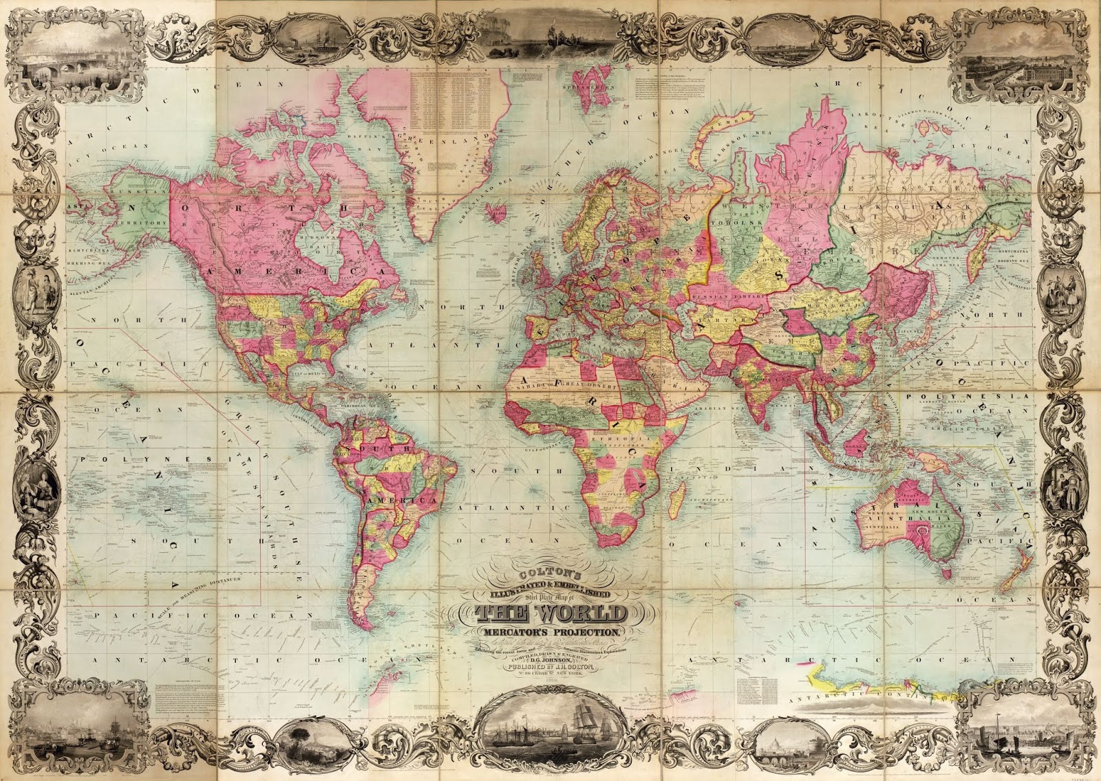 Trouvailles Une carte du monde en 1854