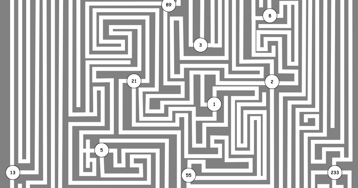 Multitrack Maze Fibonacci Sequence maze for the math minded