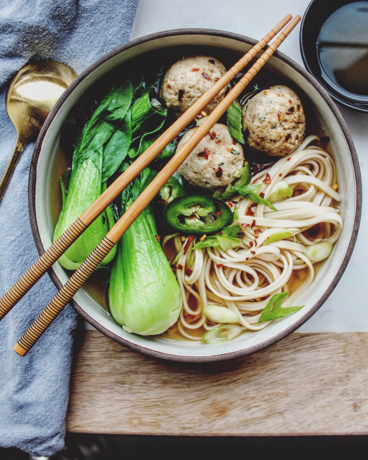 The Rosiest Cheeks Miso Soup with Spicy Chicken Dumplings