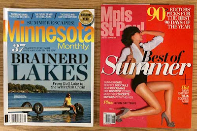 Covers of Minnesota Monthly and Mpls St Paul magazines