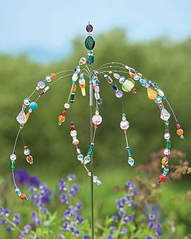 Dancing garden jewels stake - tutorial - add glass beads to flexible
