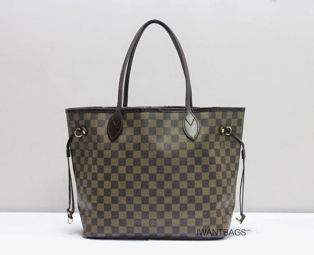 I Want Vintage | Vintage Designer Handbags: Louis Vuitton Neverfull MM Damier Ebene