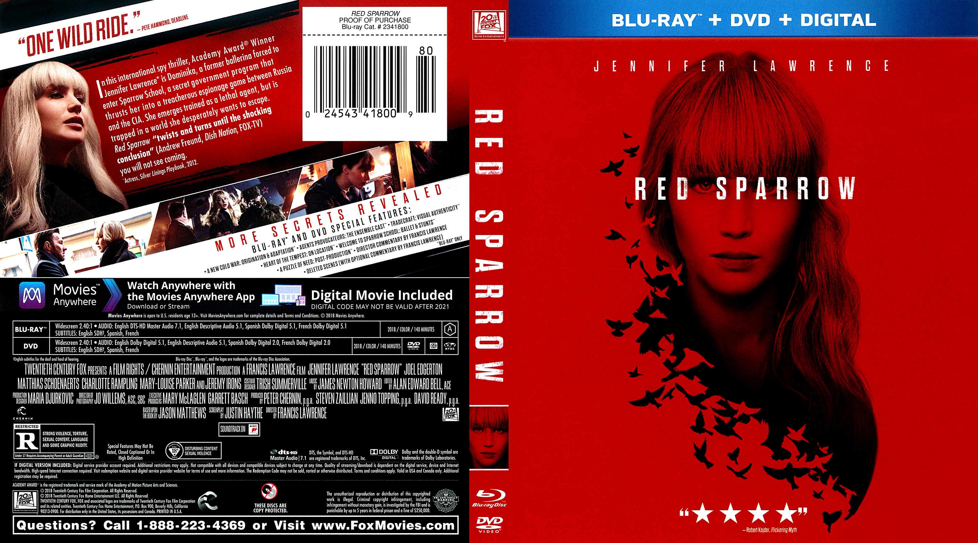 Red Sparrow (scan) Bluray Cover - Cover Addict - Free DVD 