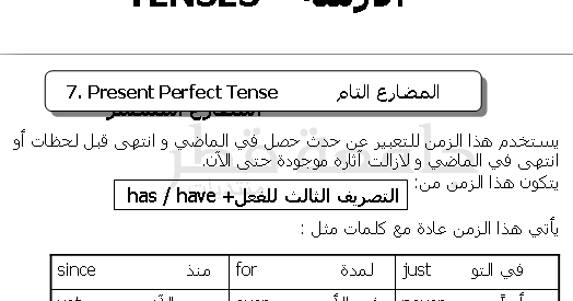 English For Me And You Present Perfect المضارع التام