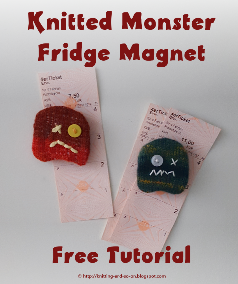 Knitted Monster Fridge Magnet - free knitting pattern