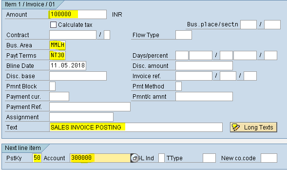 SAP - FICO MODULE LEARNING: Sales Invoice Posting