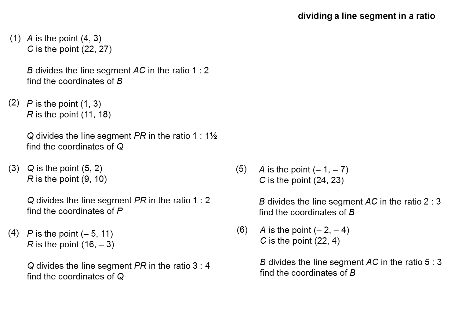 MEDIAN Don Steward mathematics teaching: dividing line segments in a ratio
