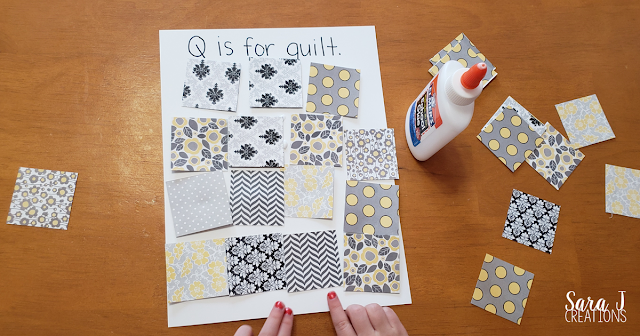 Q is for Quilt craft using scrapbook paper