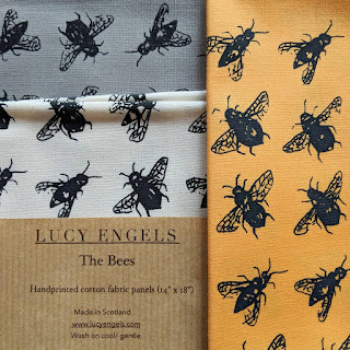 Lucy Engels screen printed bee fabric