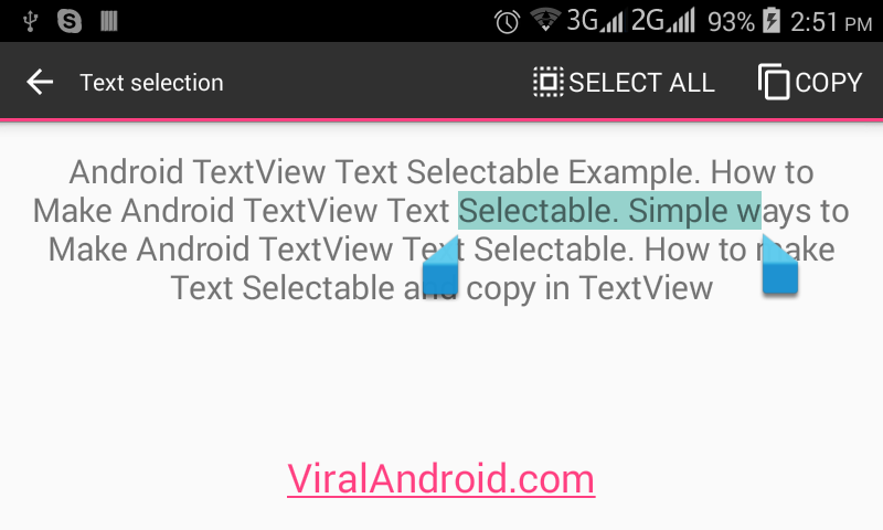 Android Example: How to Make Android TextView Text Selectable