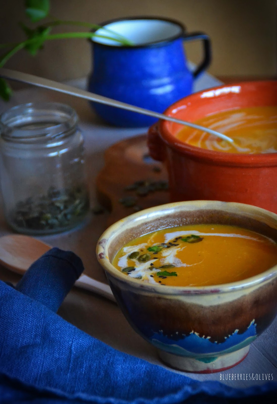 CARROT AND PUMPKIN SOUP WITH COCONUT CREAM