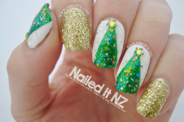 Easy Christmas Tree Nail Art Tutorial | 12 Days of Christmas nail art ...