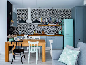ideas de comedor azul gris