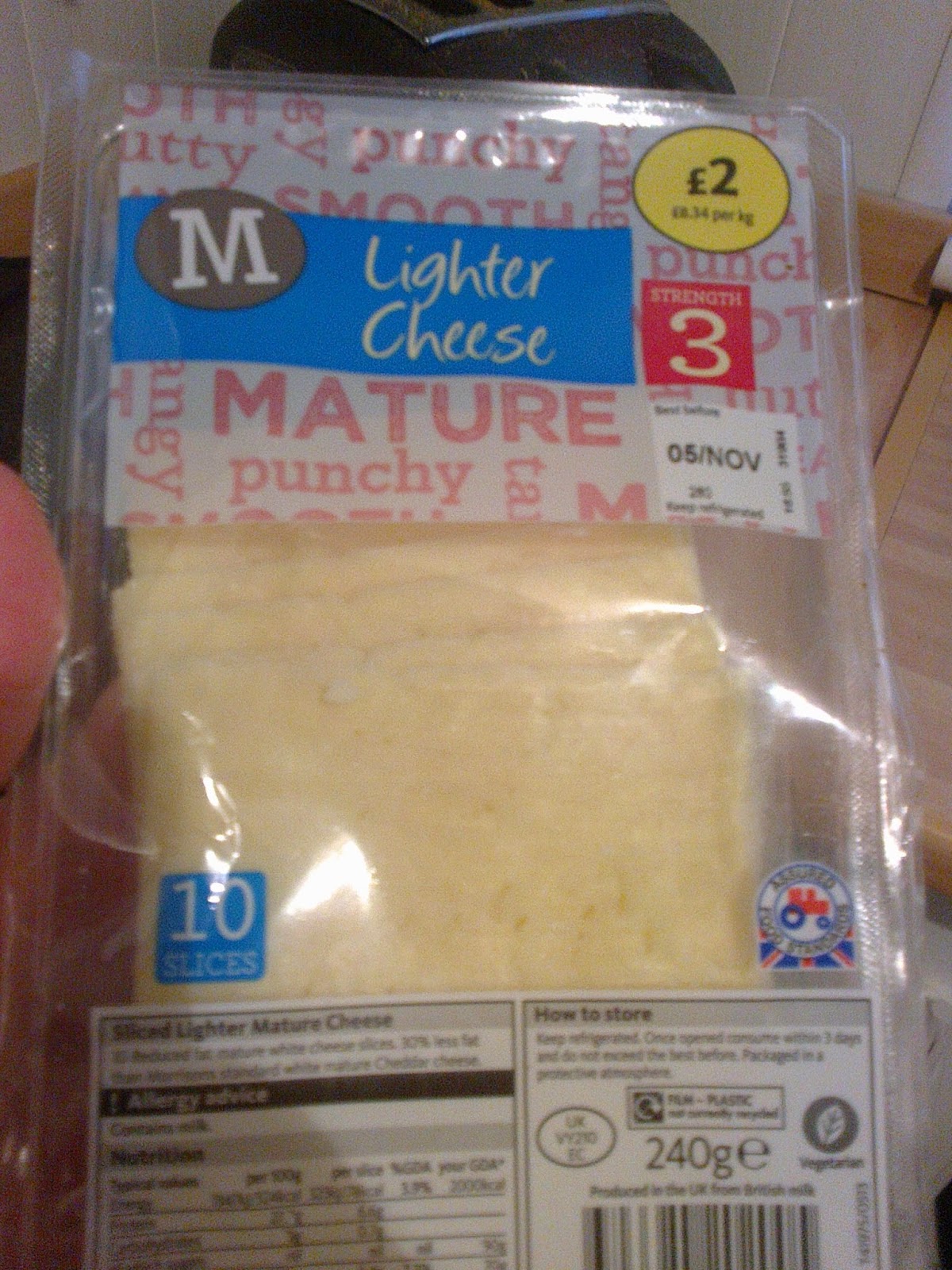 Lactose Free UK Morrisons Mature Lighter Cheese Slices safe cheese