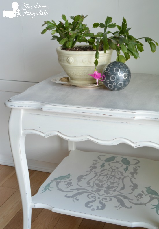 Birds of Paradise Side Table chalk painted and stenciled