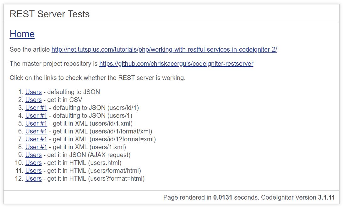 Result Test REST API CodeIgniter