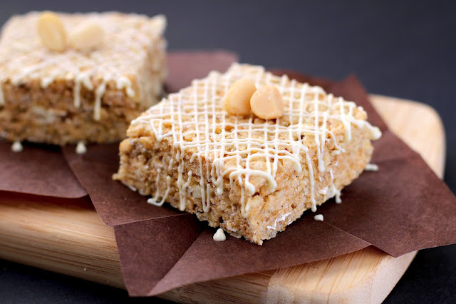 Healthy White Chocolate Macadamia Nut Krispy Treats - Desserts with Benefits