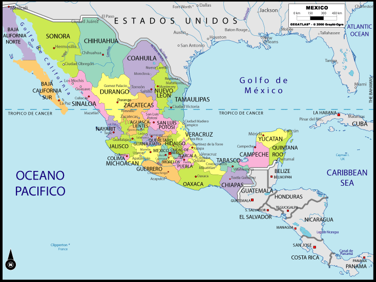 Mapa politico de Mexico