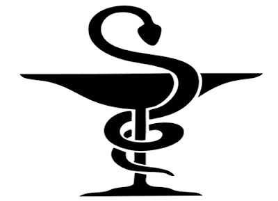 Biểu tượng ngành Dược với hình ảnh con rắn quấn quanh cái ly (cốc)