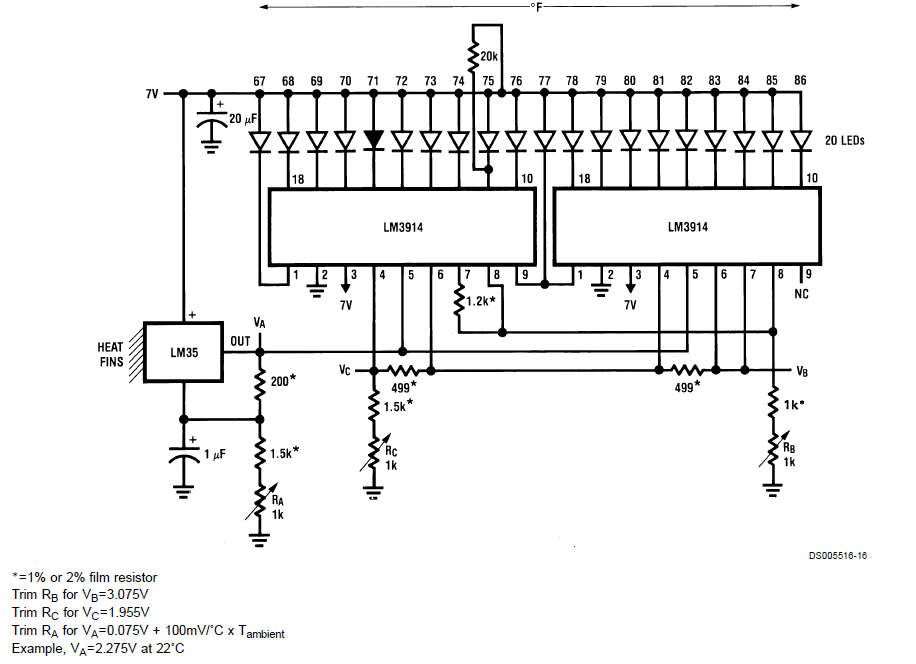 Bar Graph Temperature Indicator using LM35 | circuits4you.com
