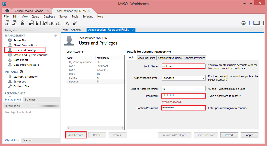 DB Creating a Connection in the Workbench