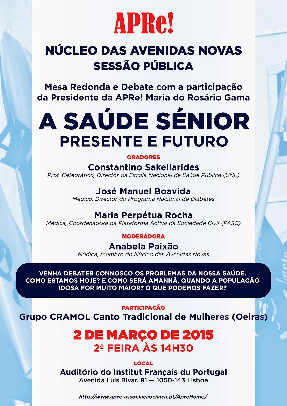 Lisboa, conferência/debate: "A SAÚDE SÉNIOR - PRESENTE E FUTURO"