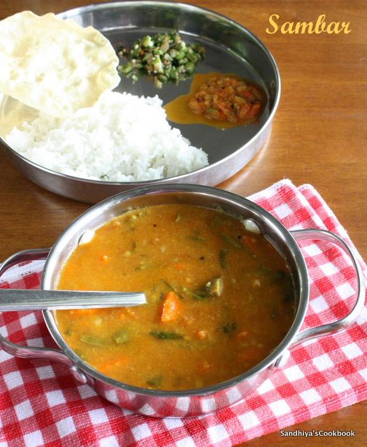Sandhiya's Cookbook South Indian Sambar Mix Vegetable Sambar