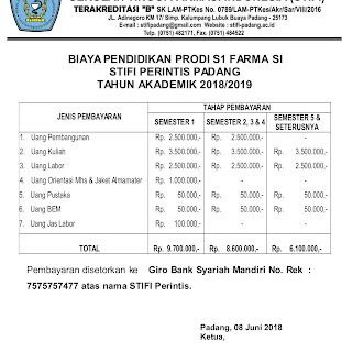 Biaya Masuk Sekolah Farmasi Kegin Sekolah