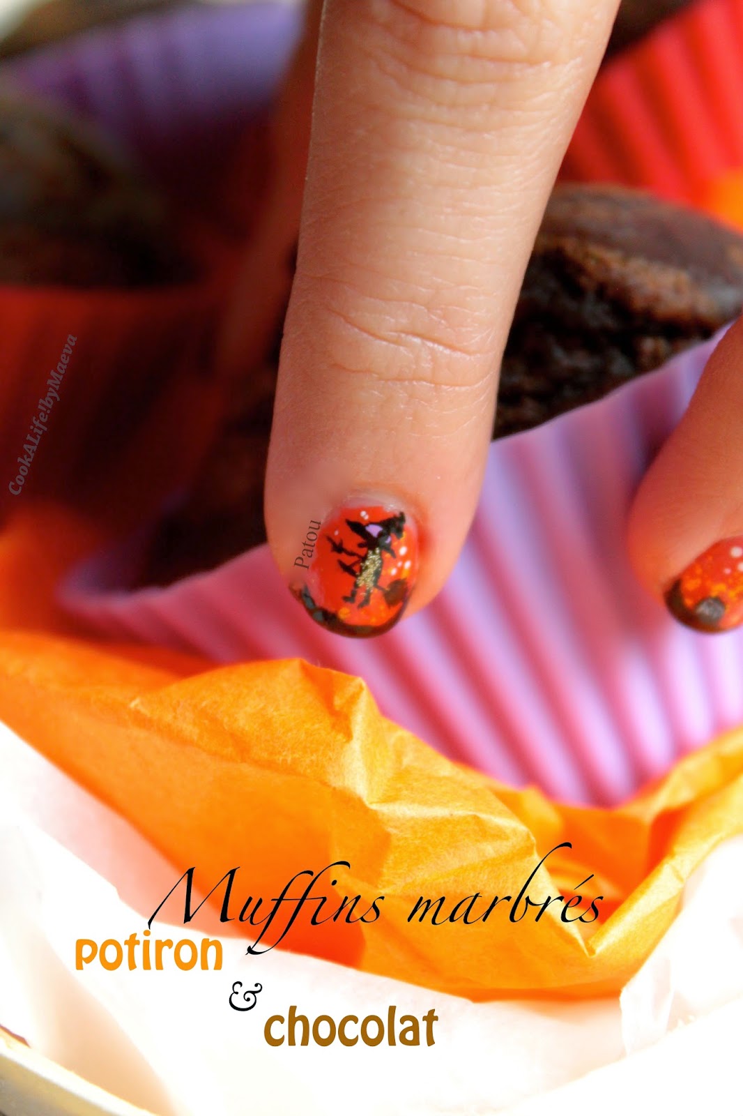 Muffins marbrés potiron & chocolat { et nail-art d'Halloween by Patou } • Cook A Life! by Maeva
