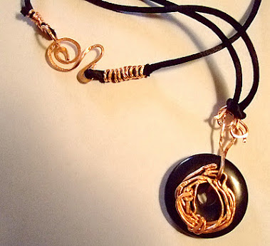 Black Nylon Necklace with Pure Copper